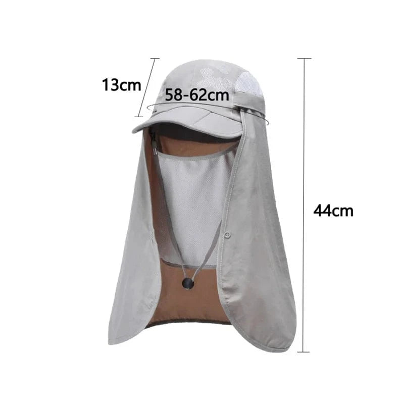 Summer UV Protection Baseball Cap Men Women Removable Hat Protect Cover Face Neck Quick Drying Adjustable Breathable Fishing Hat