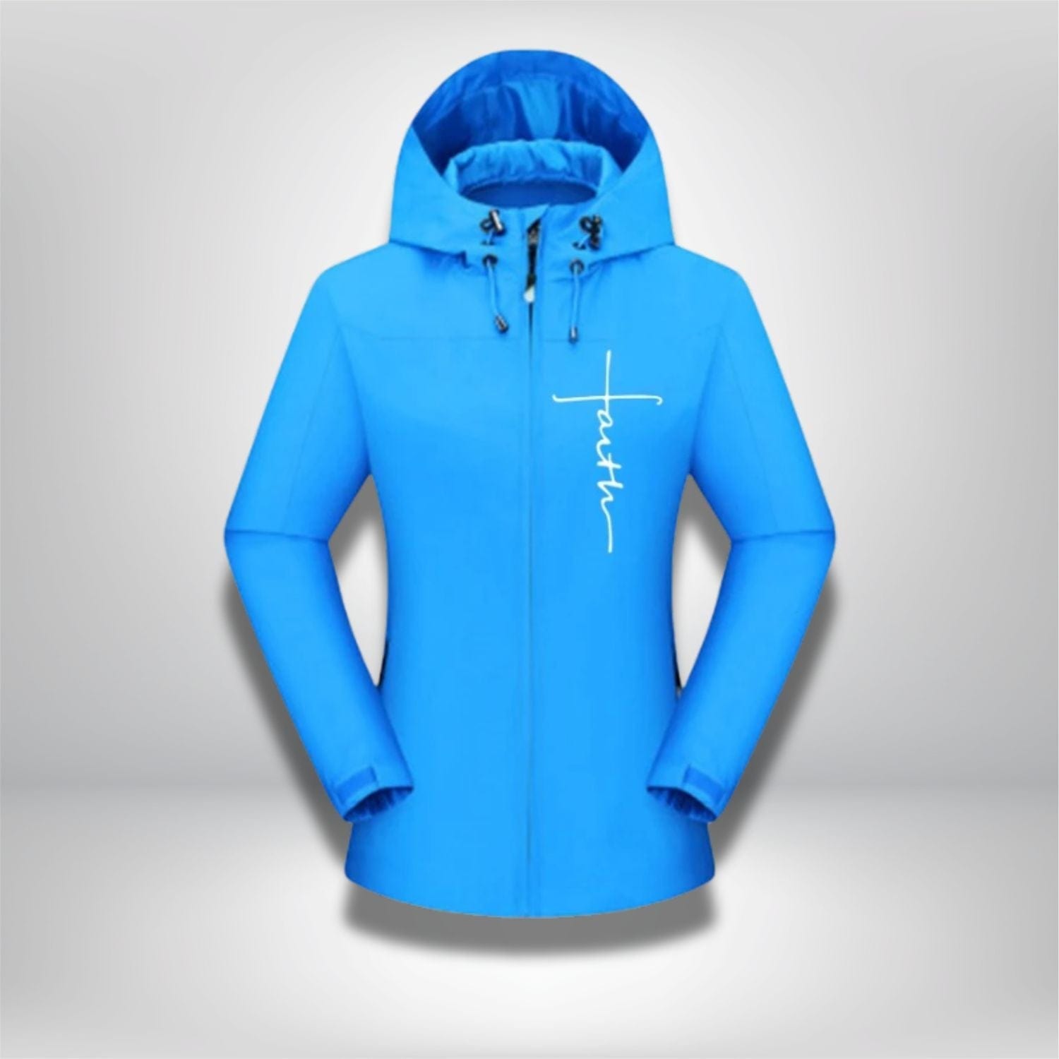 Femme manches longues à capuche col fourrure long manteau-bleu Bleu Femme manches longues à capuche col fourrure long manteau-bleu Bleu