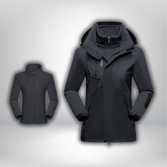 Veste imperméable 3 en 1 femme | HikingHavens® Women-Noir / M(40-50kg)