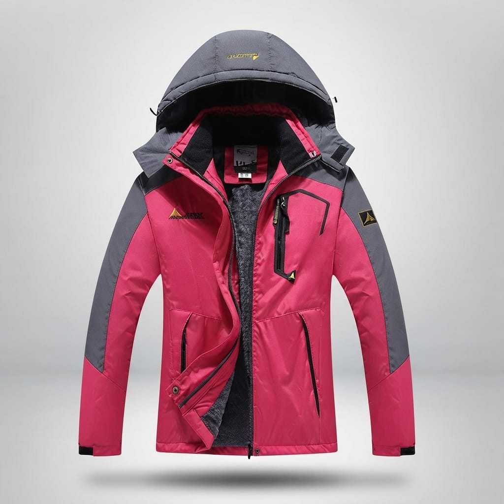 Veste imperméable femme randonnée rose-rouge / M