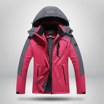 Veste imperméable femme randonnée rose-rouge / M