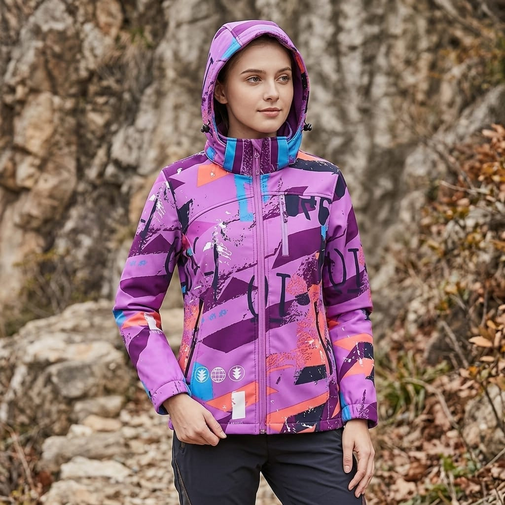 veste randonnee chaude et impermeable femme POURPRE / L