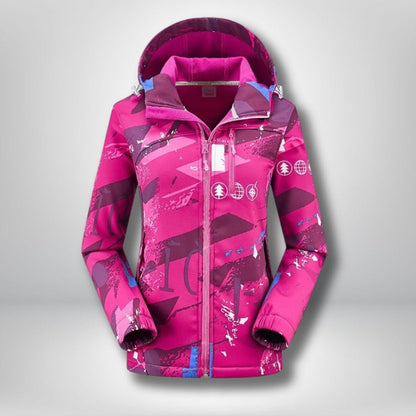 veste randonnee chaude et impermeable femme ROSE ROUGE / L