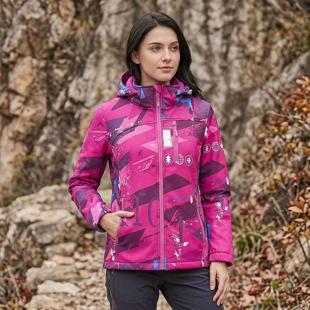 veste randonnee chaude et impermeable femme ROSE ROUGE / L
