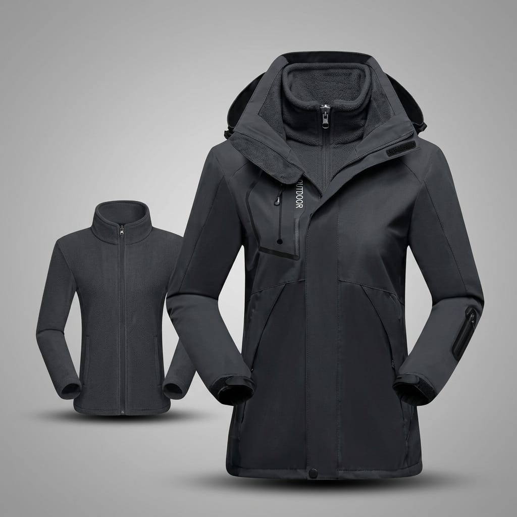 veste randonnée femme 3 en 1 Noir / M(40-50kg)