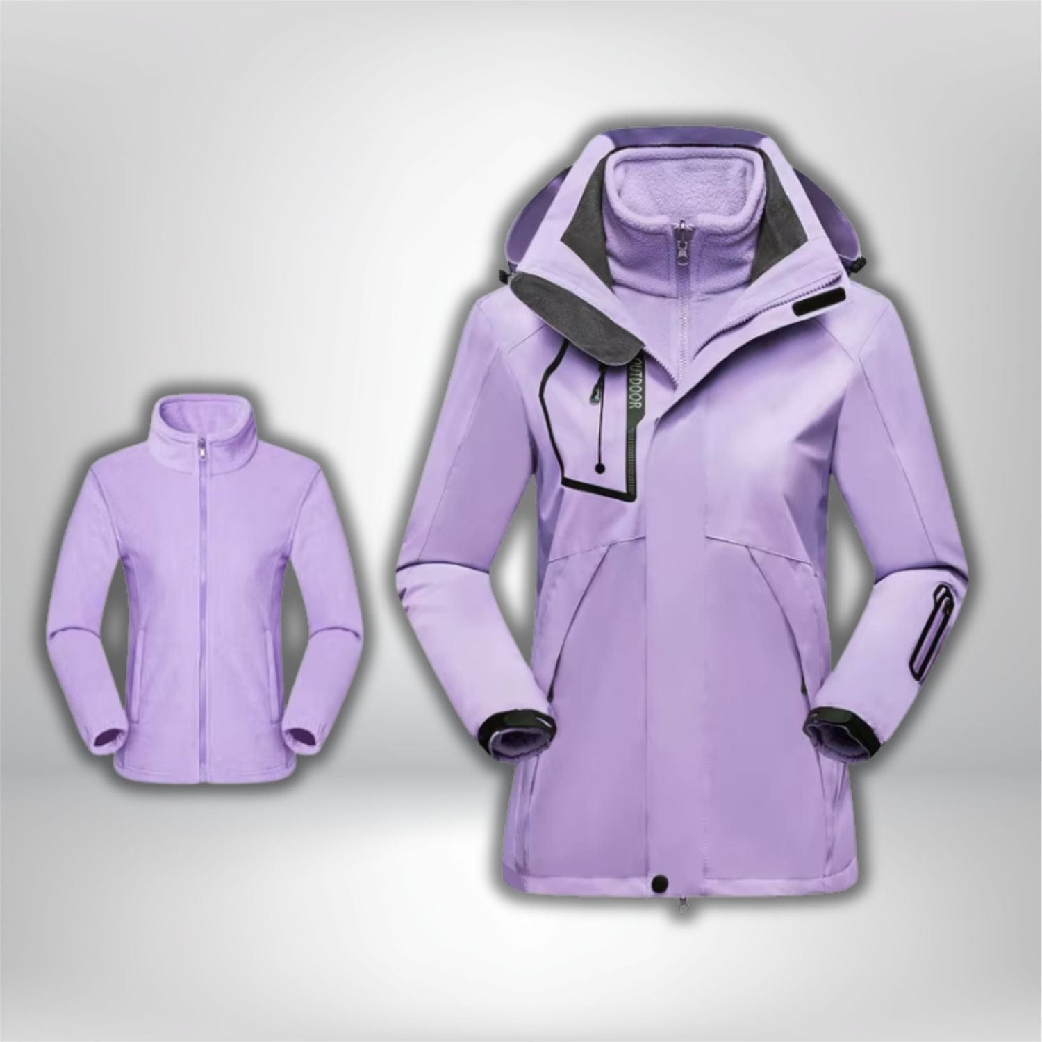 veste randonnée femme 3 en 1 Pourpre / M(40-50kg)