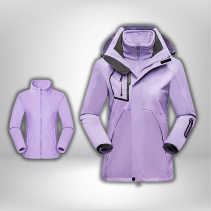 veste randonnée femme 3 en 1 Pourpre / M(40-50kg)