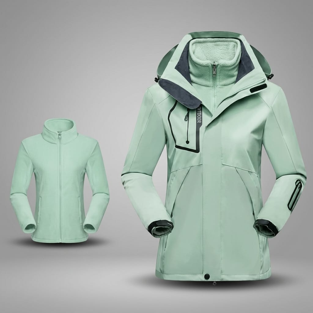 veste randonnée femme 3 en 1 Vert / M(40-50kg)