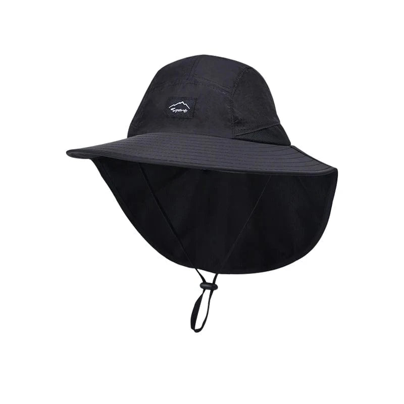Xinbaoguan 100% polyester 9249 summer men's and women's large brimmed shawl fisherman hat quick drying breathable sunshade hat Black / One Size
